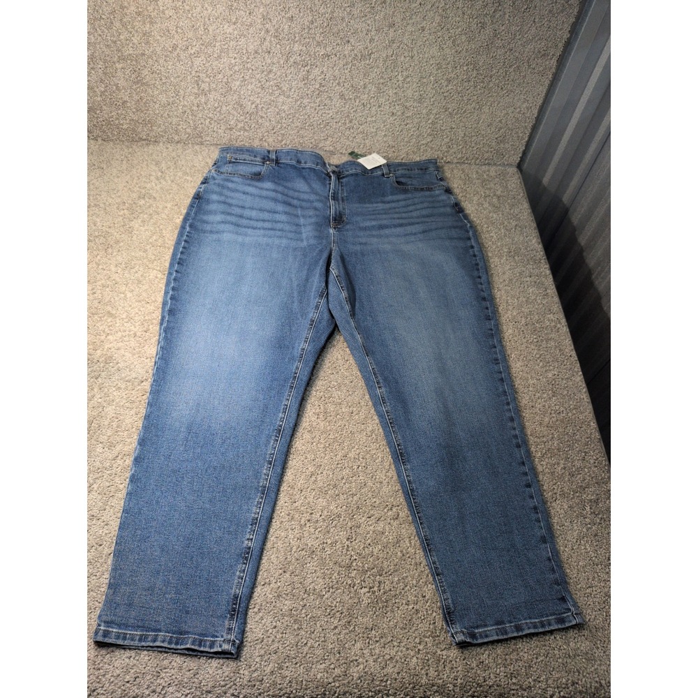 LL Bean Classic Fit Jeans Womens 24W Regular Faded Indigo High Rise Straight Leg